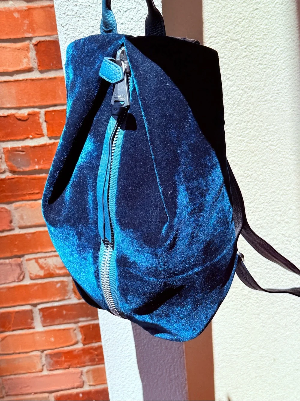 Aimee Kestenberg Velvet Front-Zip Women's Backpack - Deep Teal